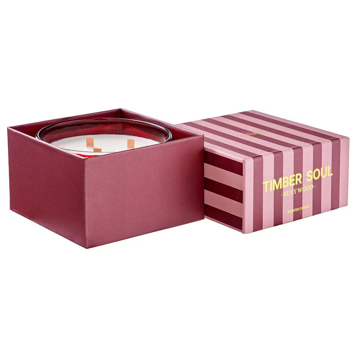TIMBER SOUL Duftkerze Ruby Wood - Sojawachs/Duft - Rot - 13 x 13 cm