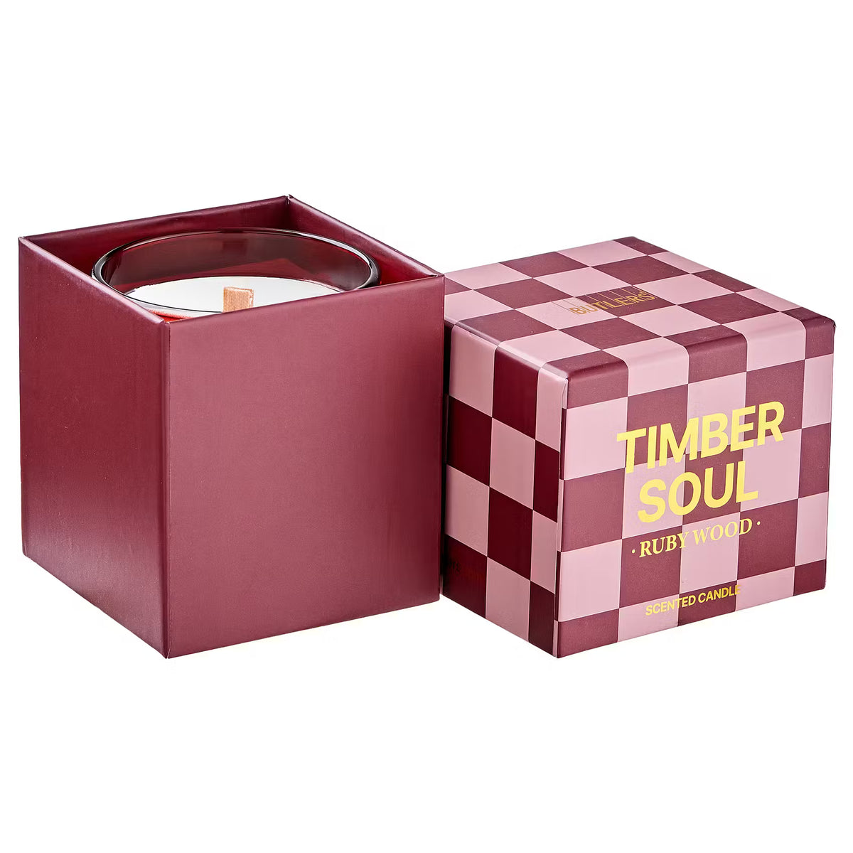 TIMBER SOUL Duftkerze Ruby Wood - Sojawachs/Duft - Rot - 7 x 7 cm