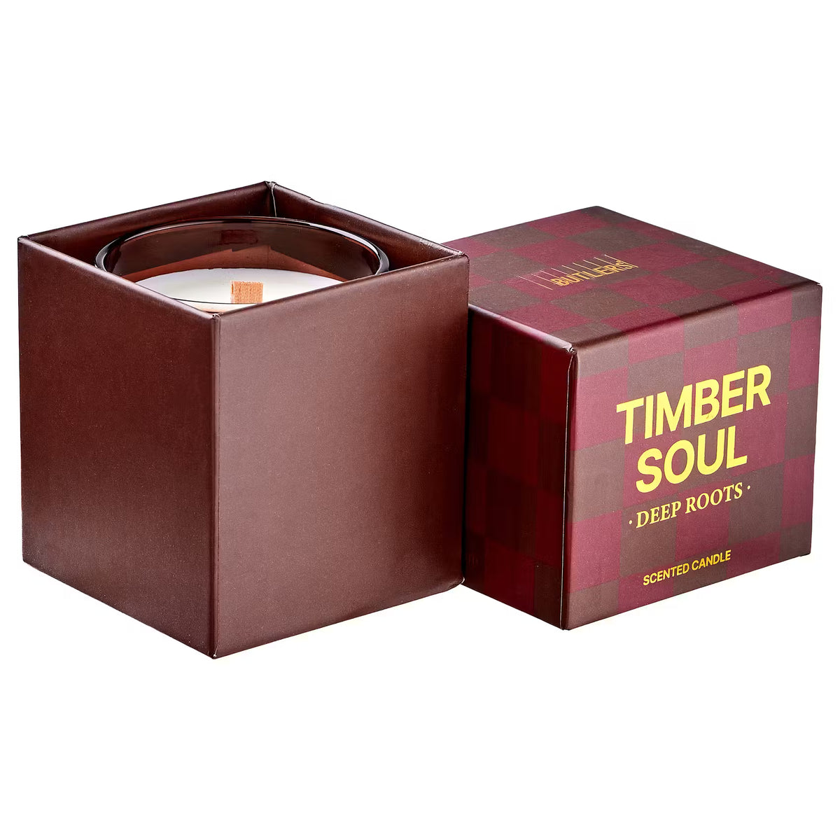TIMBER SOUL Duftkerze Deep Roots - Sojawachs/Duft - Braun - 7 x 7 cm
