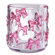 PRESENT Teelichthalter Schleifen - Klarglas - Transparent/Rosa