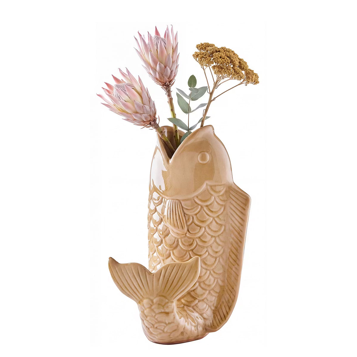 KOI Vase - Steinzeug - Gelb