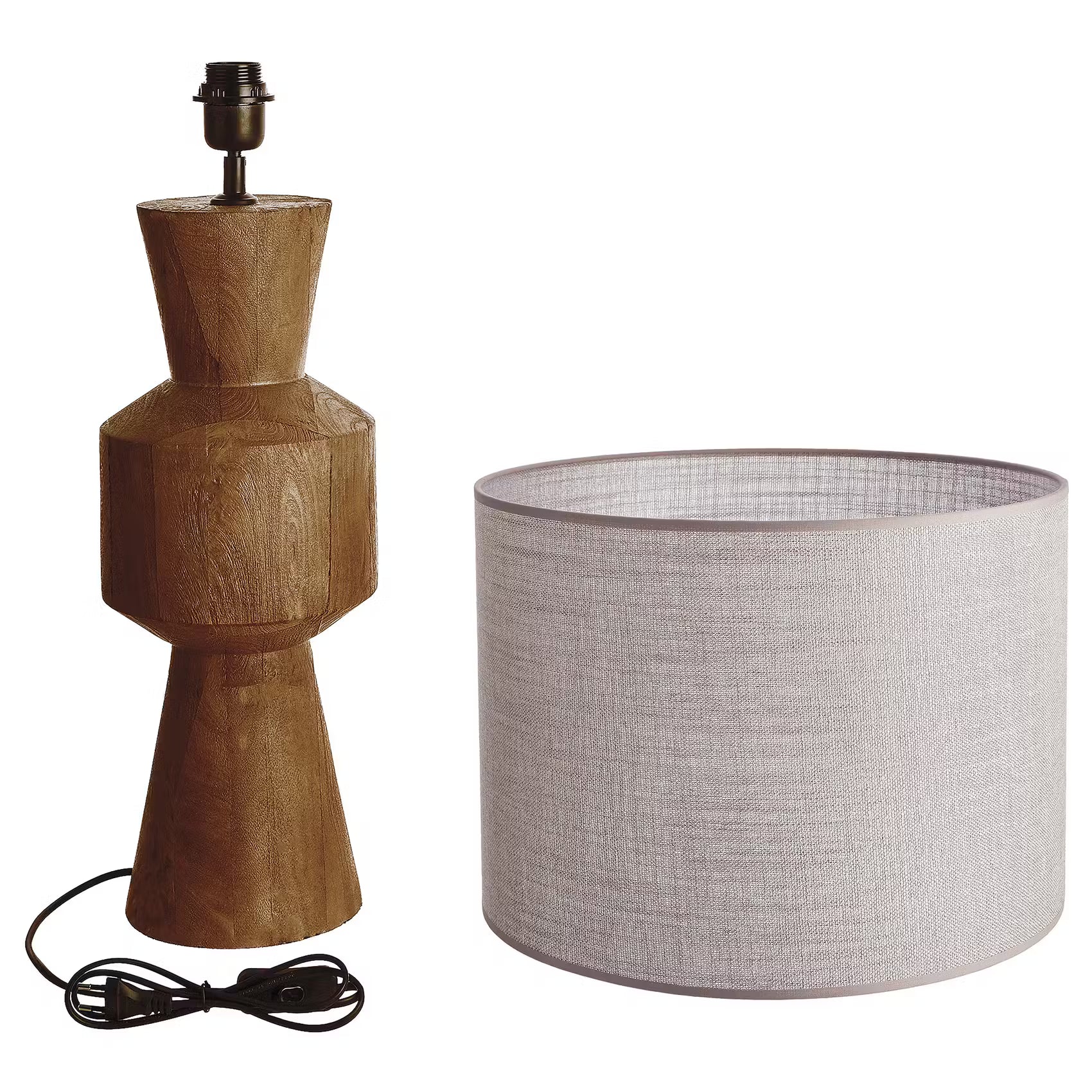 FORMAQUE Tischleuchte - Mangoholz/Polyester/Polyacryl/Eisen - Braun - 1-flammig