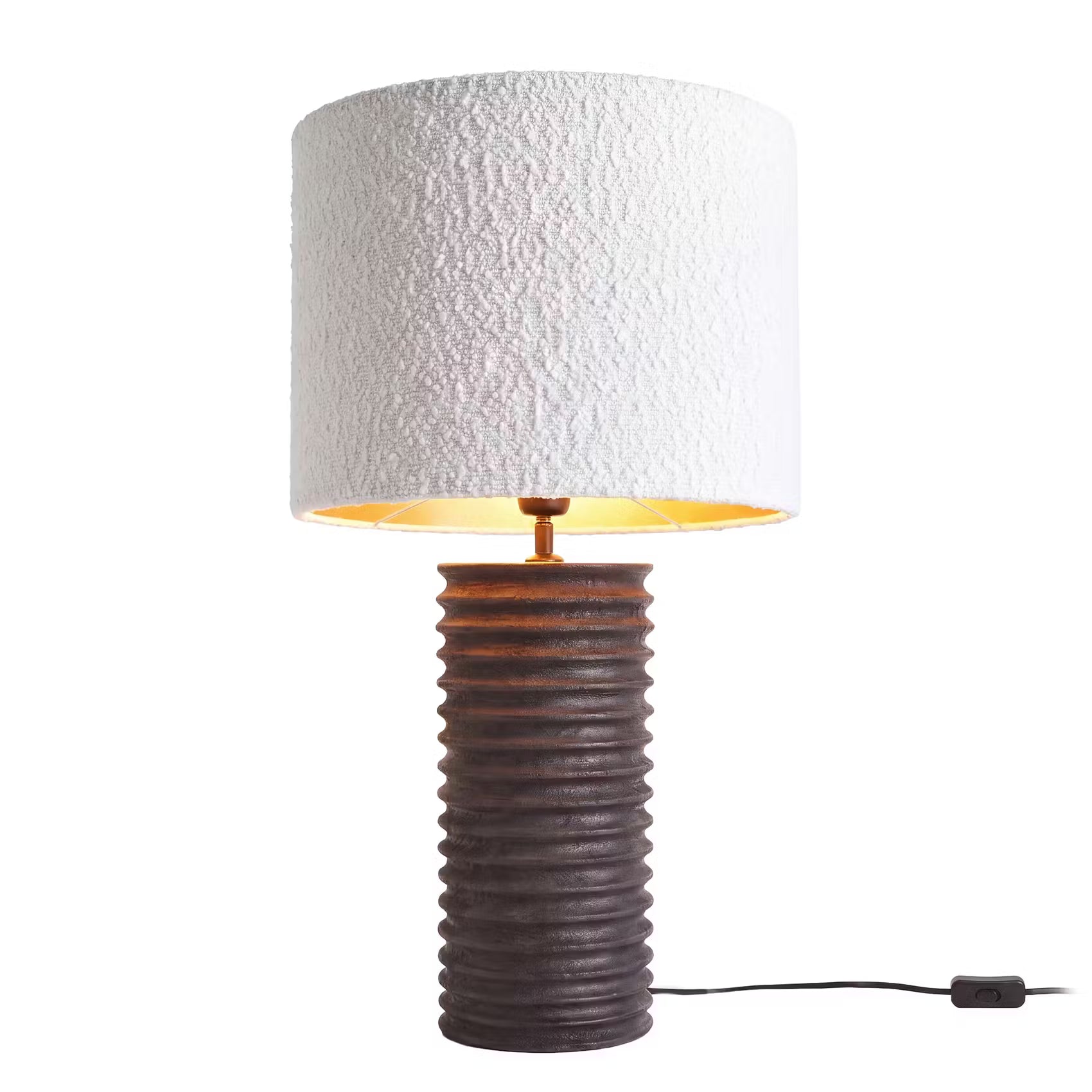 GROOVED Tischleuchte - Mangoholz/Polyester/Polyacryl/Eisen - Schwarz/Weiß -1-flammig