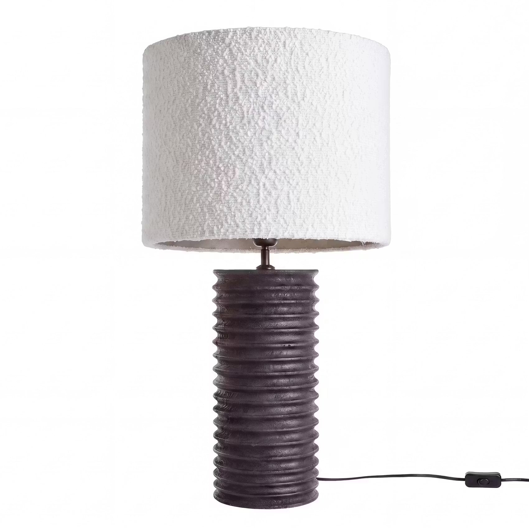 GROOVED Tischleuchte - Mangoholz/Polyester/Polyacryl/Eisen - Schwarz/Weiß -1-flammig