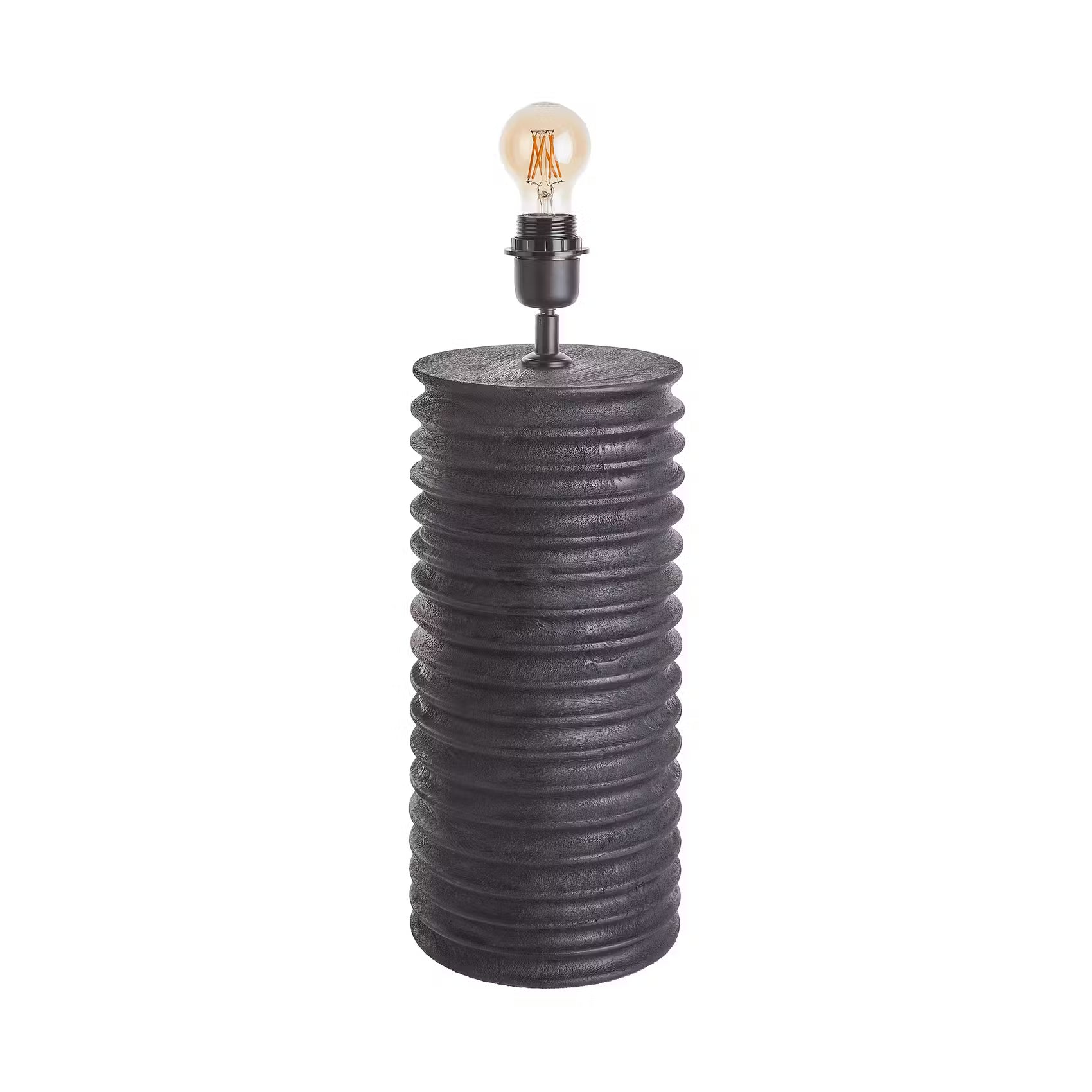 GROOVED Tischleuchte - Mangoholz/Polyester/Polyacryl/Eisen - Schwarz/Weiß -1-flammig