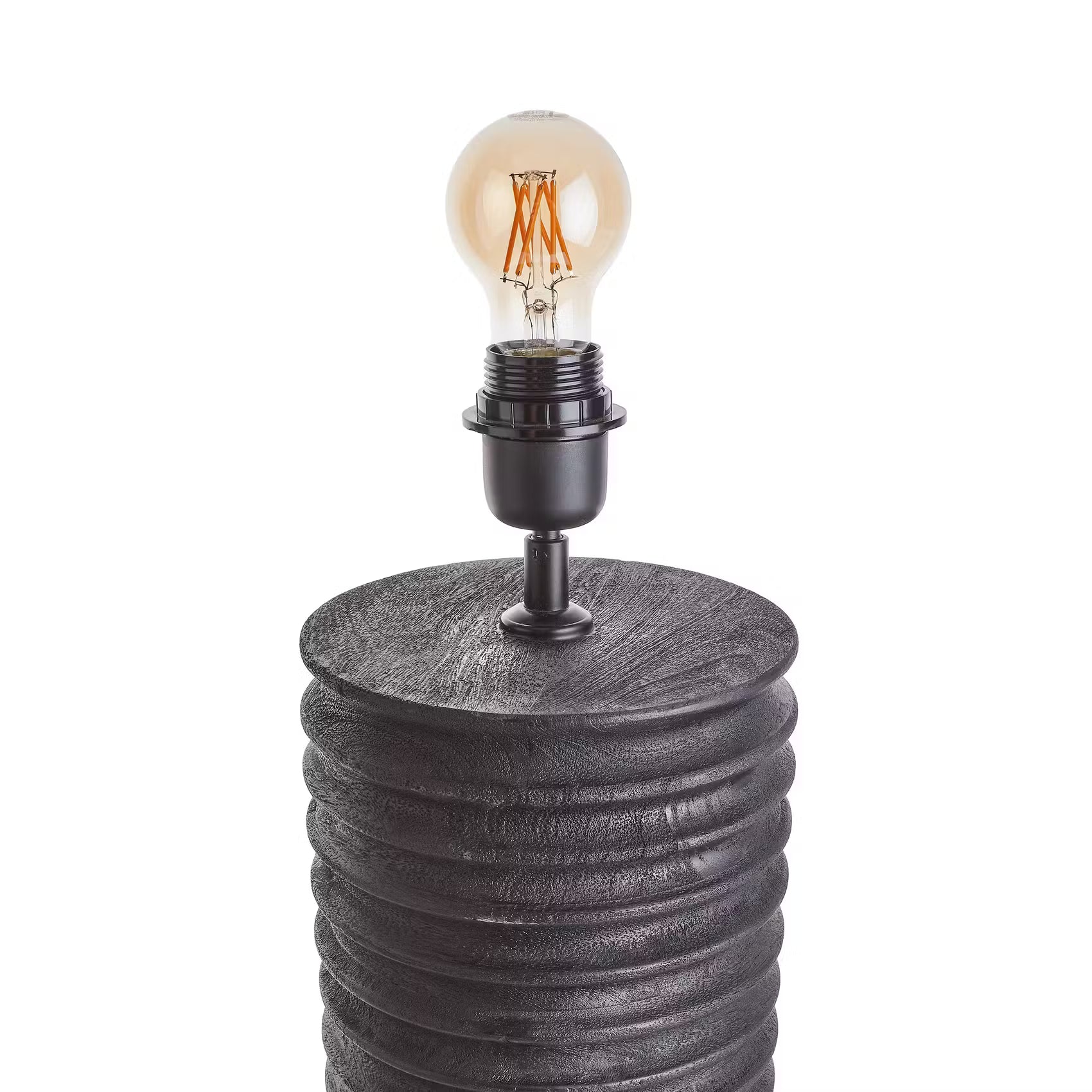 GROOVED Tischleuchte - Mangoholz/Polyester/Polyacryl/Eisen - Schwarz/Weiß -1-flammig