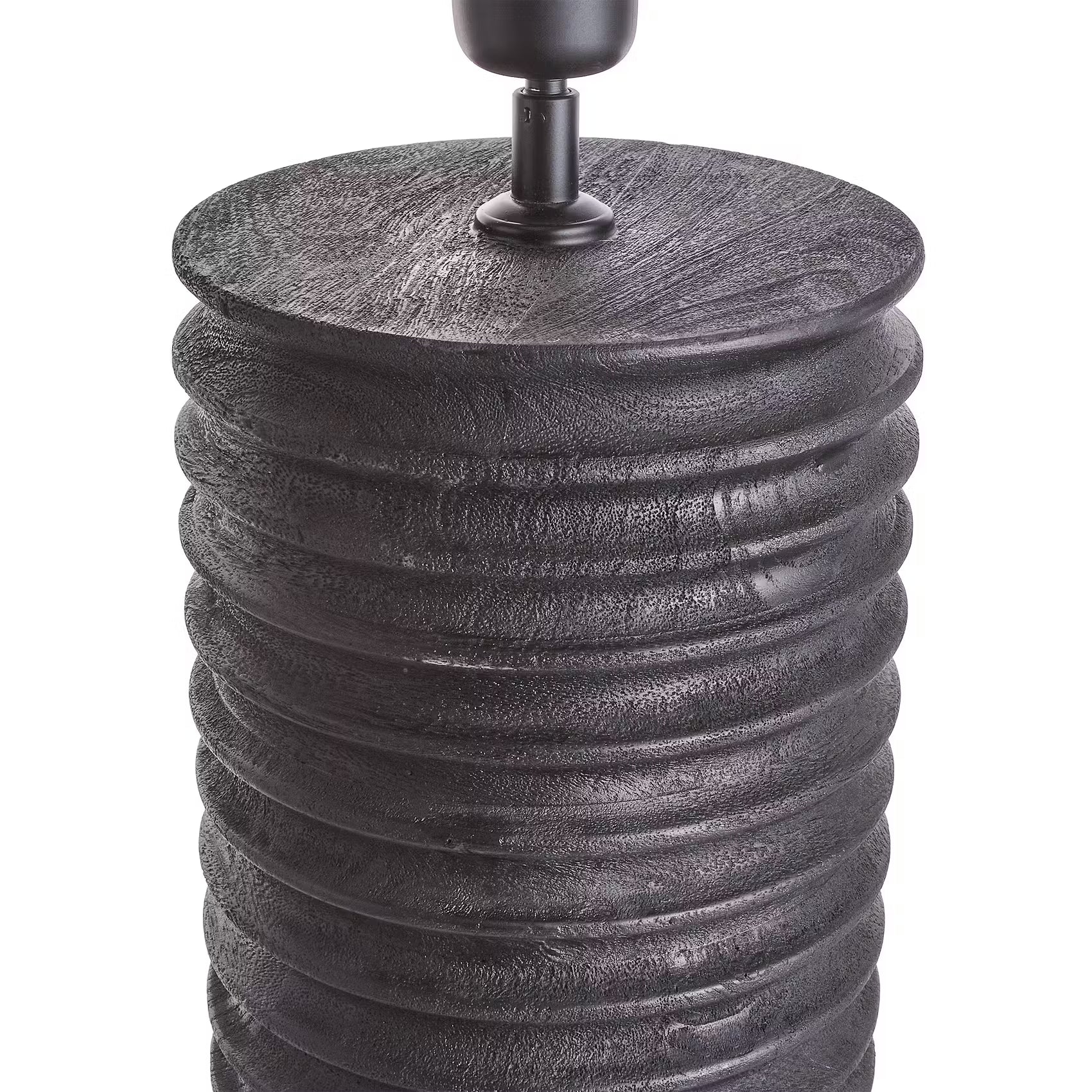 GROOVED Tischleuchte - Mangoholz/Polyester/Polyacryl/Eisen - Schwarz/Weiß -1-flammig