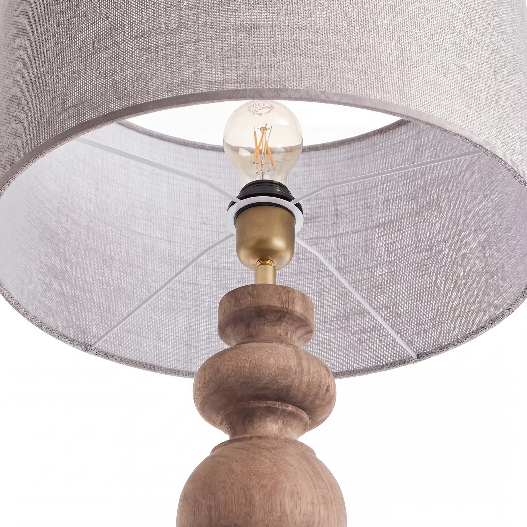 ÉCHECS Tischleuchte - Mangoholz/Polyester/Polyacryl/Eisen - Braun - 1-flammig