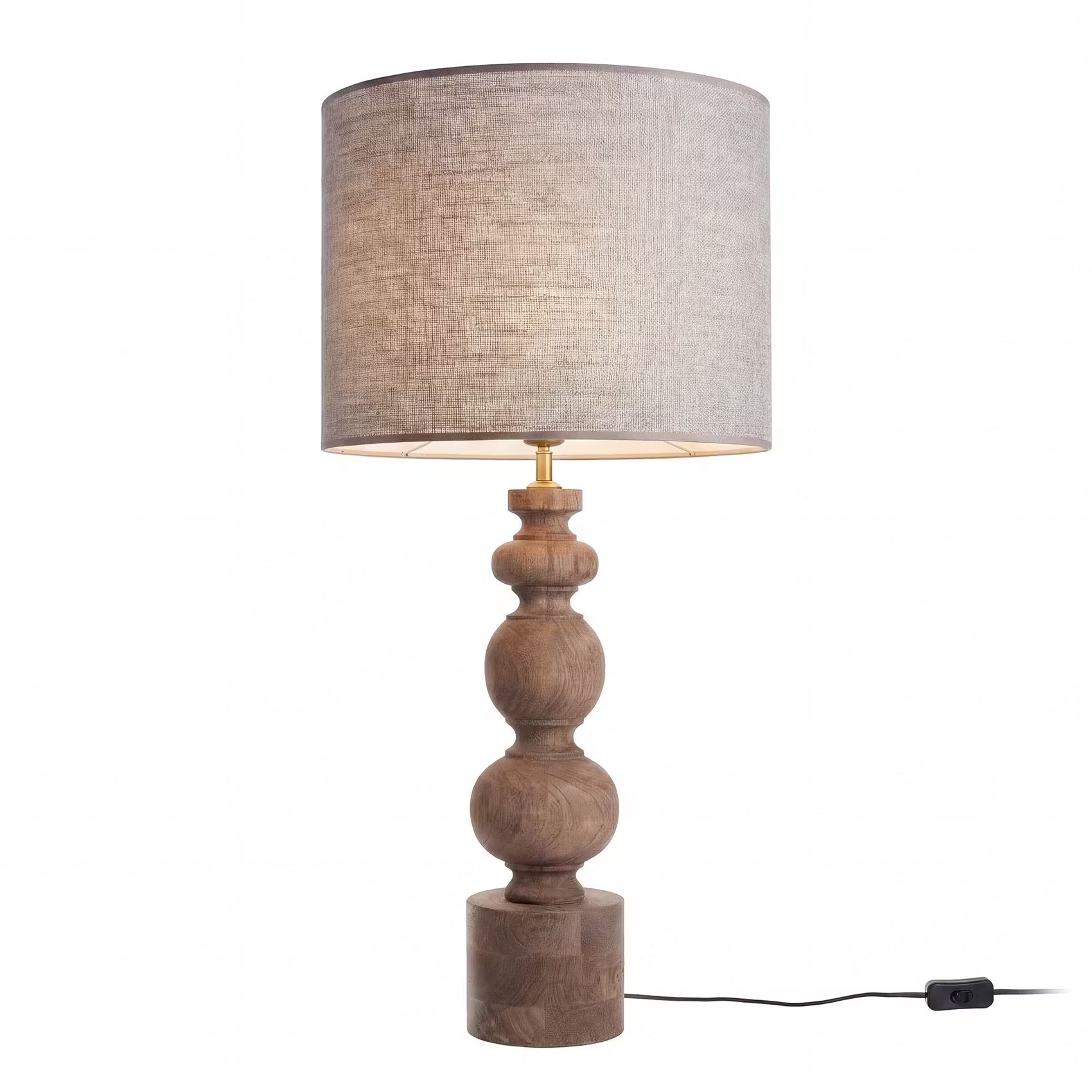 ÉCHECS Tischleuchte - Mangoholz/Polyester/Polyacryl/Eisen - Braun - 1-flammig