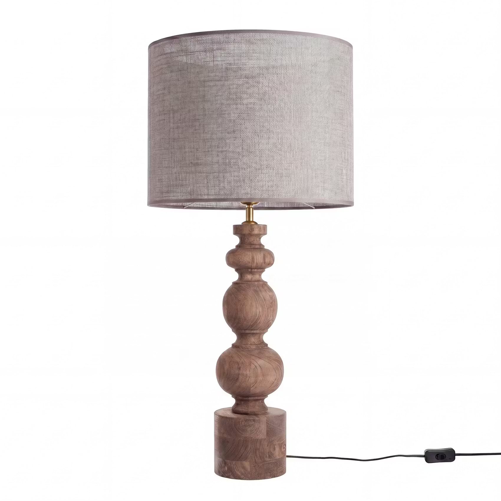 ÉCHECS Tischleuchte - Mangoholz/Polyester/Polyacryl/Eisen - Braun - 1-flammig