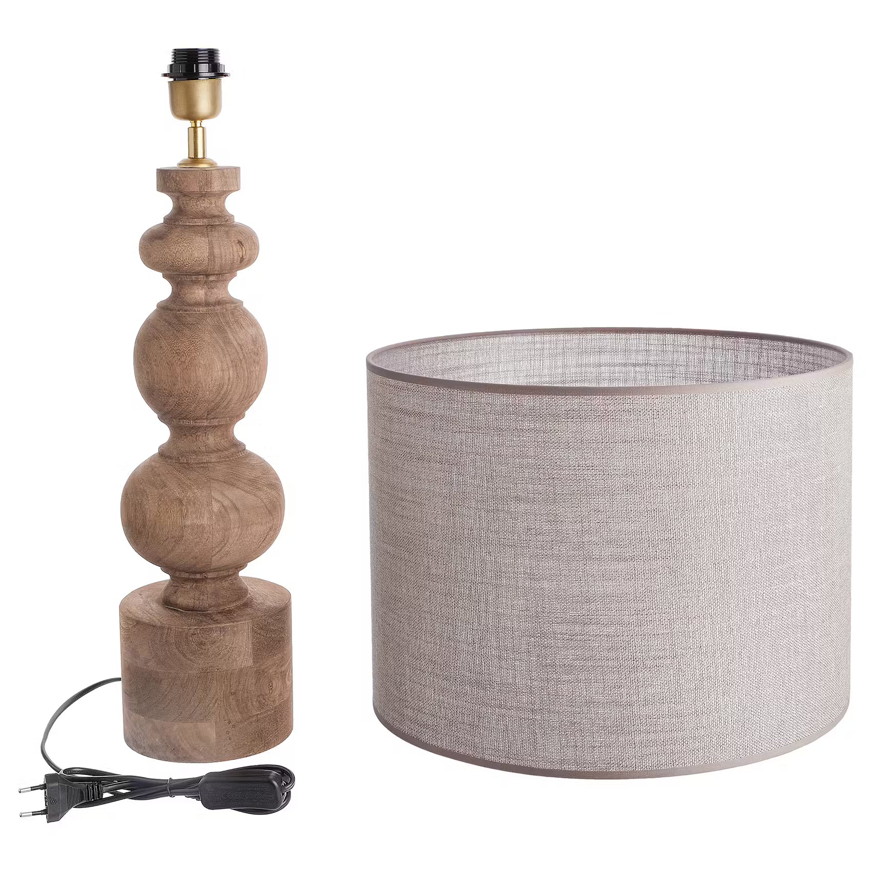 ÉCHECS Tischleuchte - Mangoholz/Polyester/Polyacryl/Eisen - Braun - 1-flammig