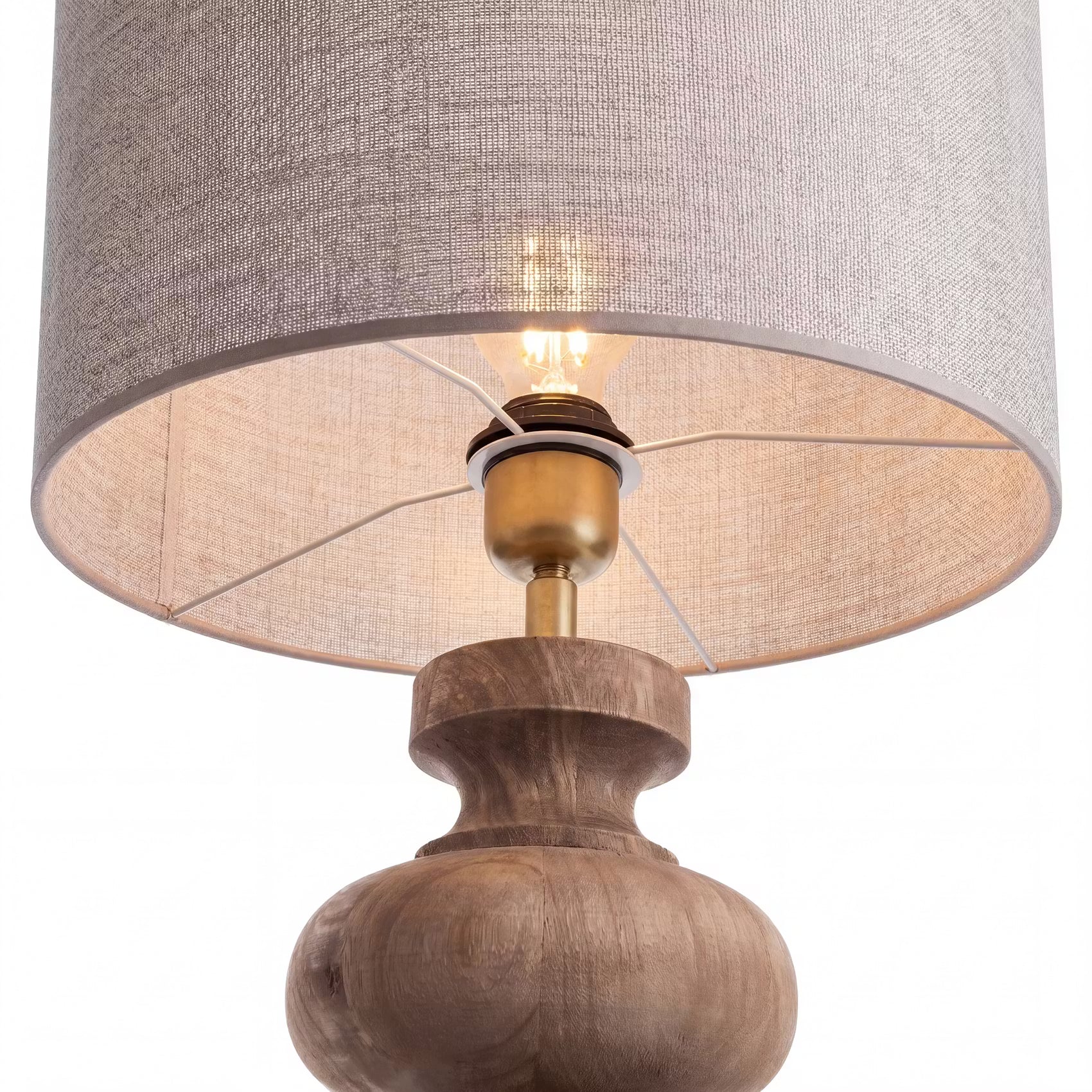ÉCHECS Tischleuchte - Mangoholz/Polyester/Polyacryl/Eisen - Braun - 1-flammig