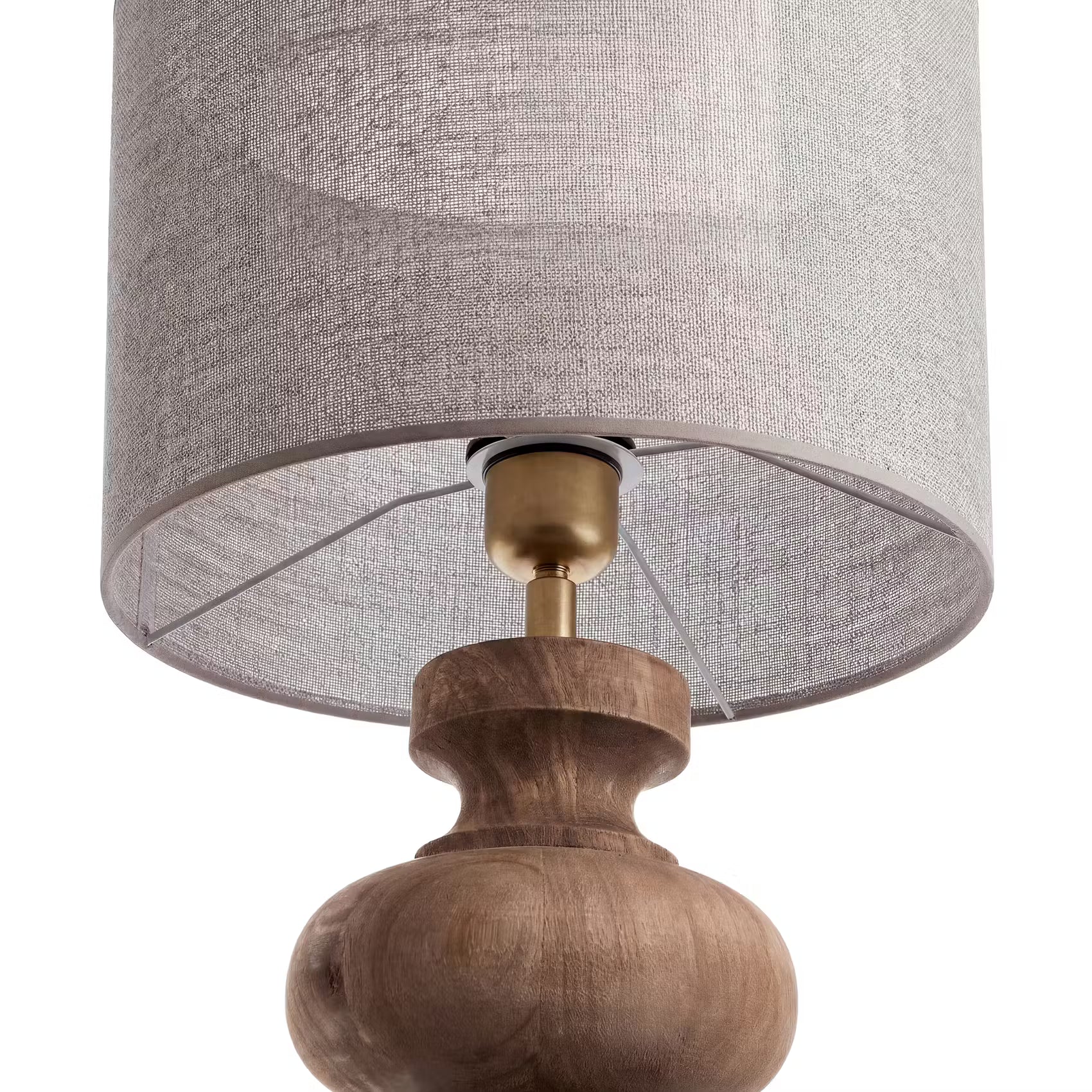 ÉCHECS Tischleuchte - Mangoholz/Polyester/Polyacryl/Eisen - Braun - 1-flammig