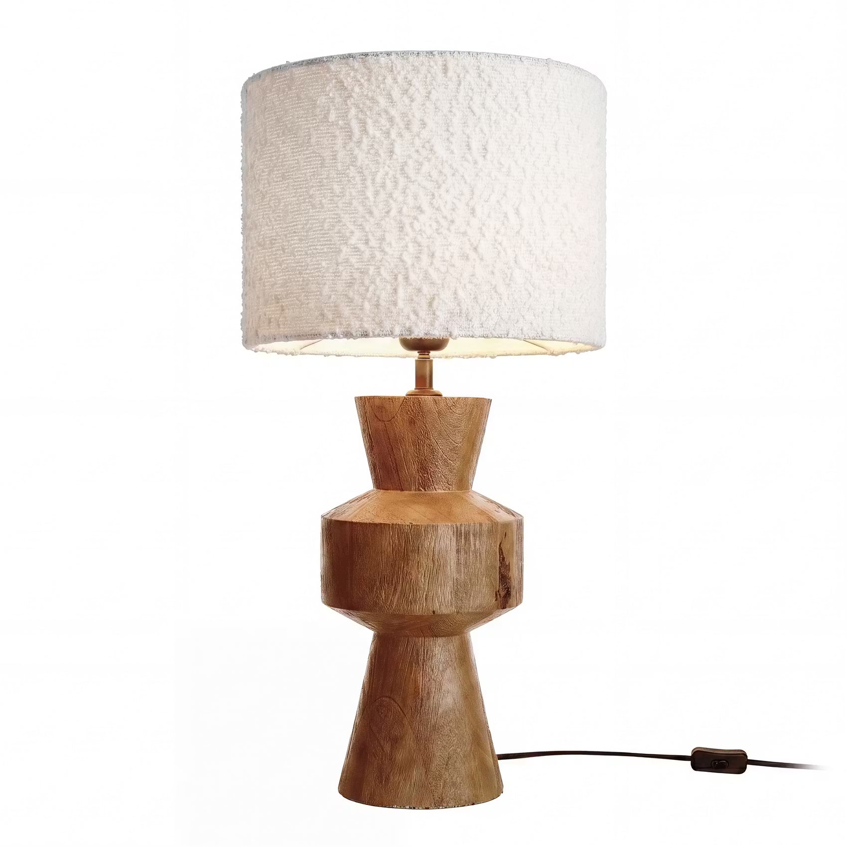 FORMAQUE Tischleuchte - Mangoholz/Polyester/Polyacryl/Eisen - Braun/Weiß -1-flammig