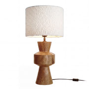 FORMAQUE Tischleuchte - Mangoholz/Polyester/Polyacryl/Eisen - Braun/Weiß -1-flammig