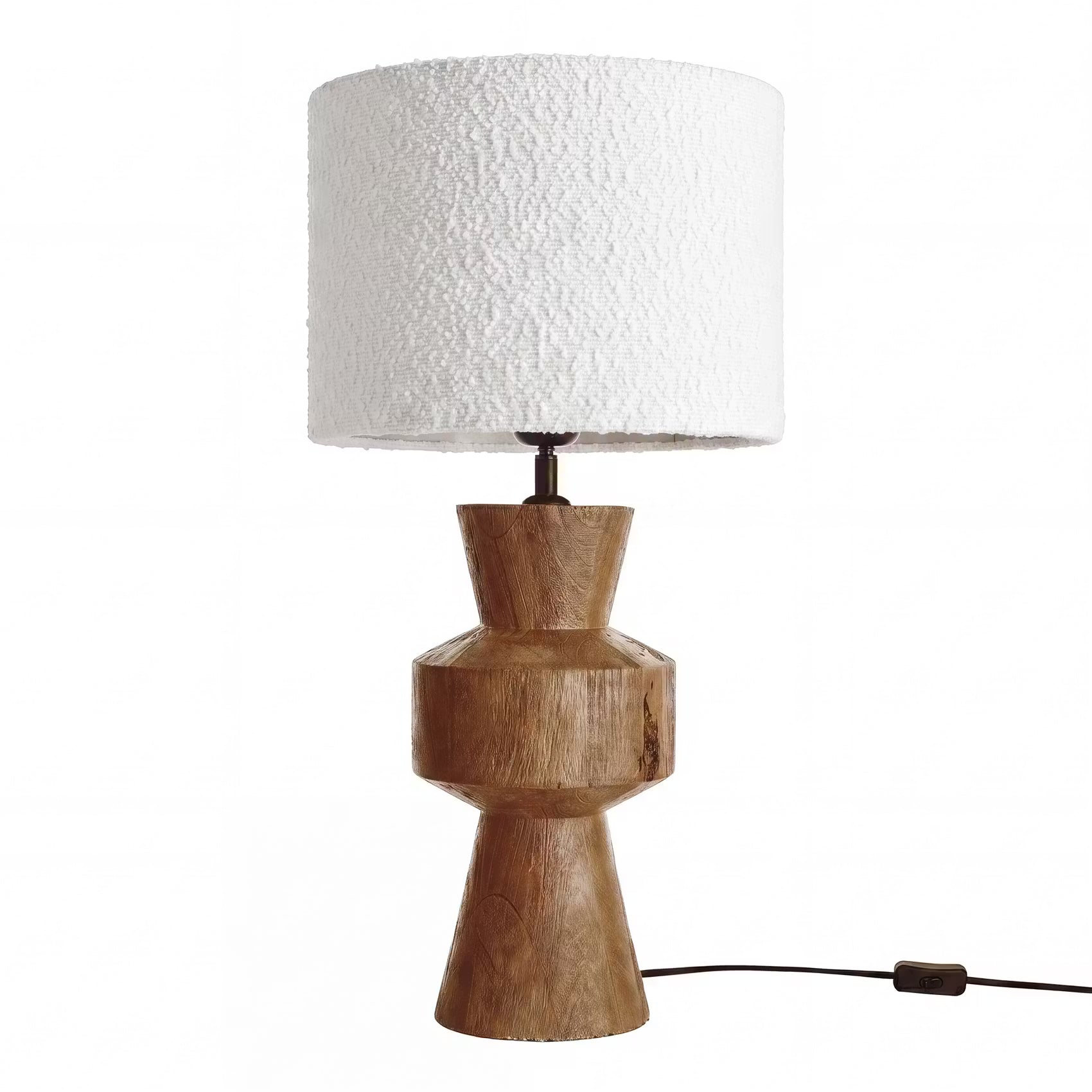 FORMAQUE Tischleuchte - Mangoholz/Polyester/Polyacryl/Eisen - Braun/Weiß -1-flammig