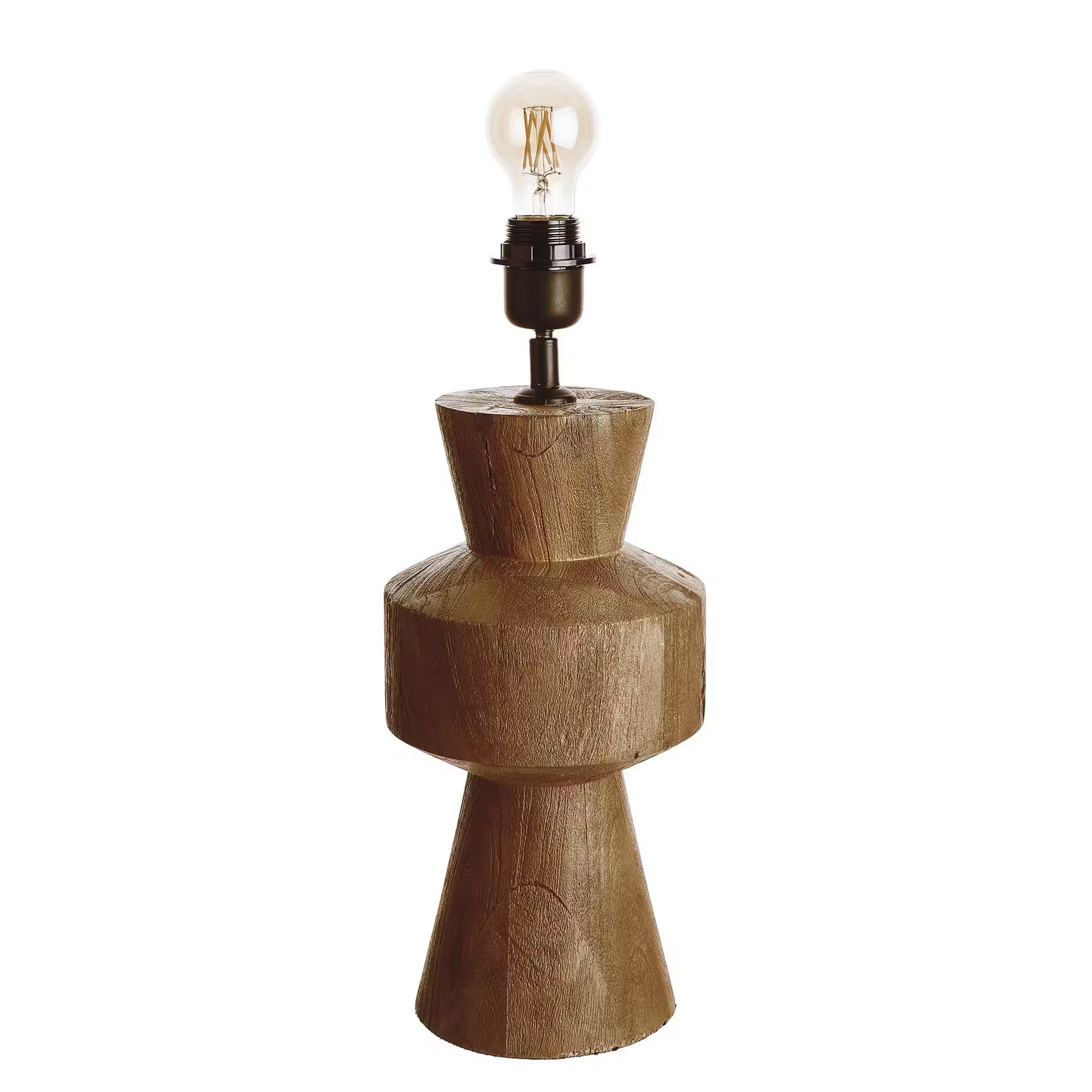 FORMAQUE Tischleuchte - Mangoholz/Polyester/Polyacryl/Eisen - Braun/Weiß -1-flammig