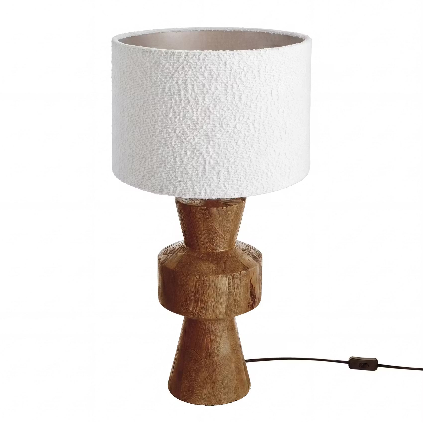 FORMAQUE Tischleuchte - Mangoholz/Polyester/Polyacryl/Eisen - Braun/Weiß -1-flammig