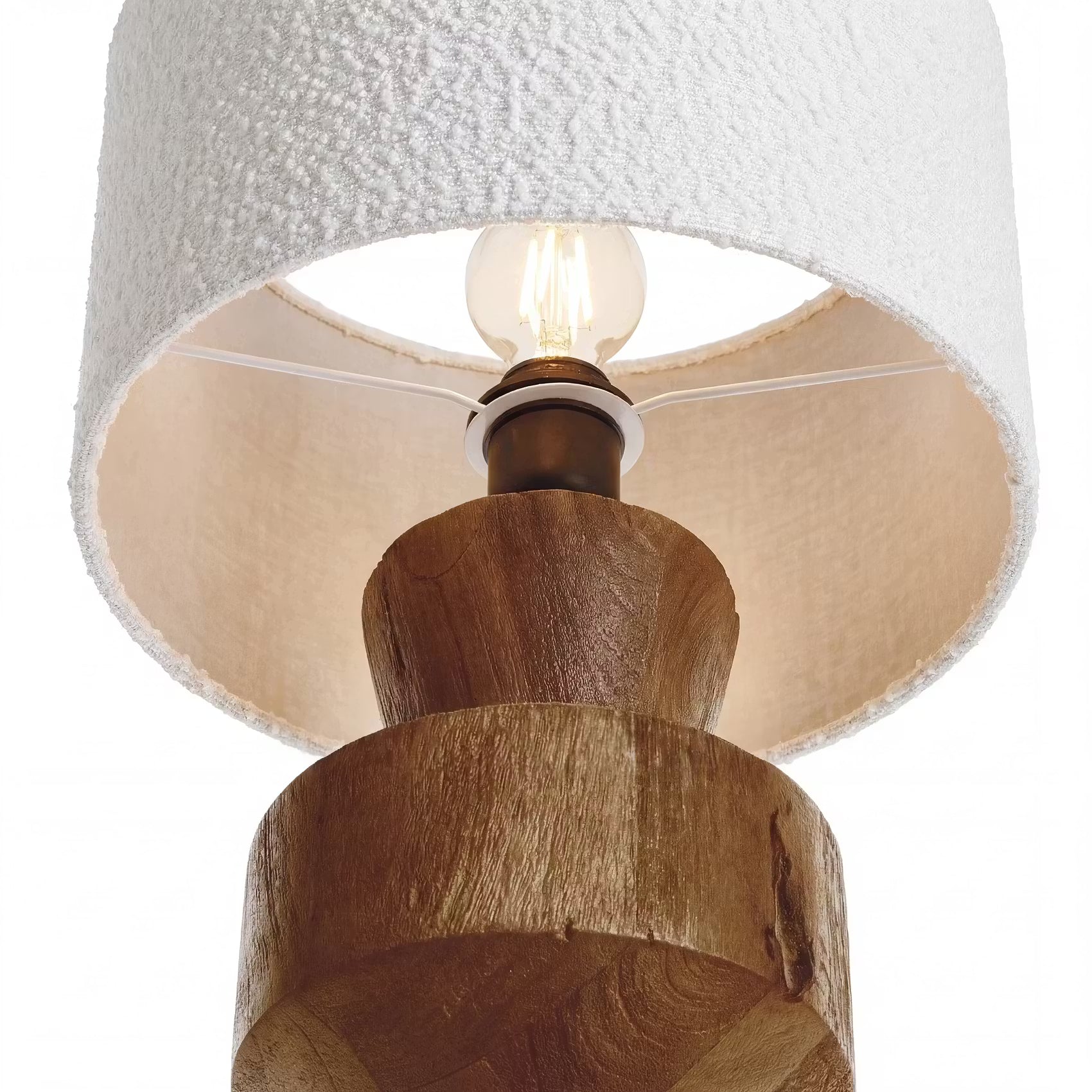 FORMAQUE Tischleuchte - Mangoholz/Polyester/Polyacryl/Eisen - Braun/Weiß -1-flammig