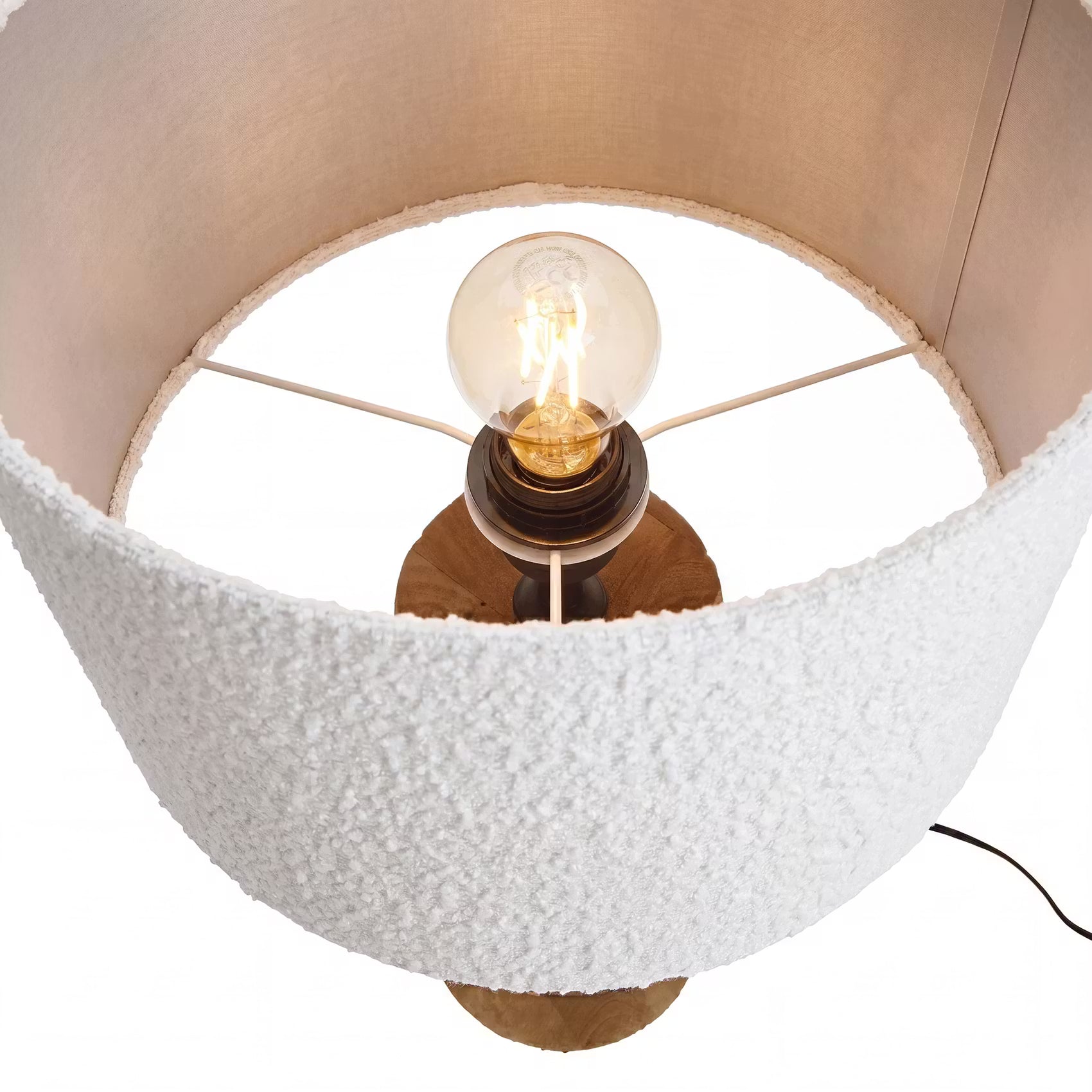 FORMAQUE Tischleuchte - Mangoholz/Polyester/Polyacryl/Eisen - Braun/Weiß -1-flammig