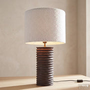 GROOVED Tischleuchte - Mangoholz/Polyester/Polyacryl/Eisen - Schwarz/Weiß -1-flammig
