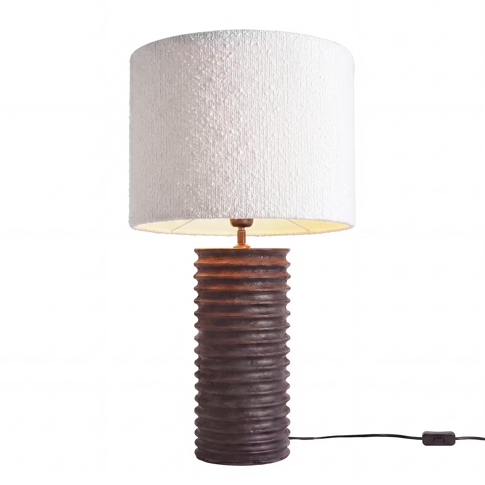 GROOVED Tischleuchte - Mangoholz/Polyester/Polyacryl/Eisen - Schwarz/Weiß -1-flammig