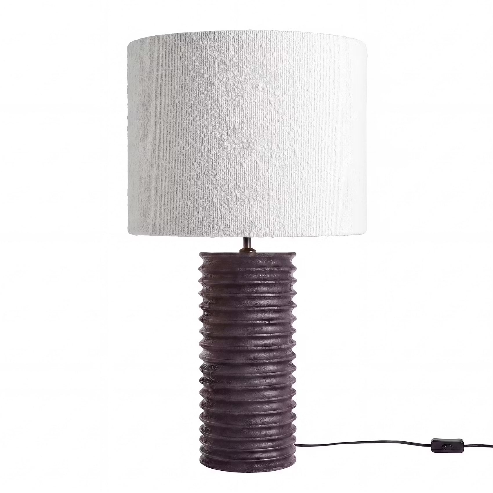 GROOVED Tischleuchte - Mangoholz/Polyester/Polyacryl/Eisen - Schwarz/Weiß -1-flammig