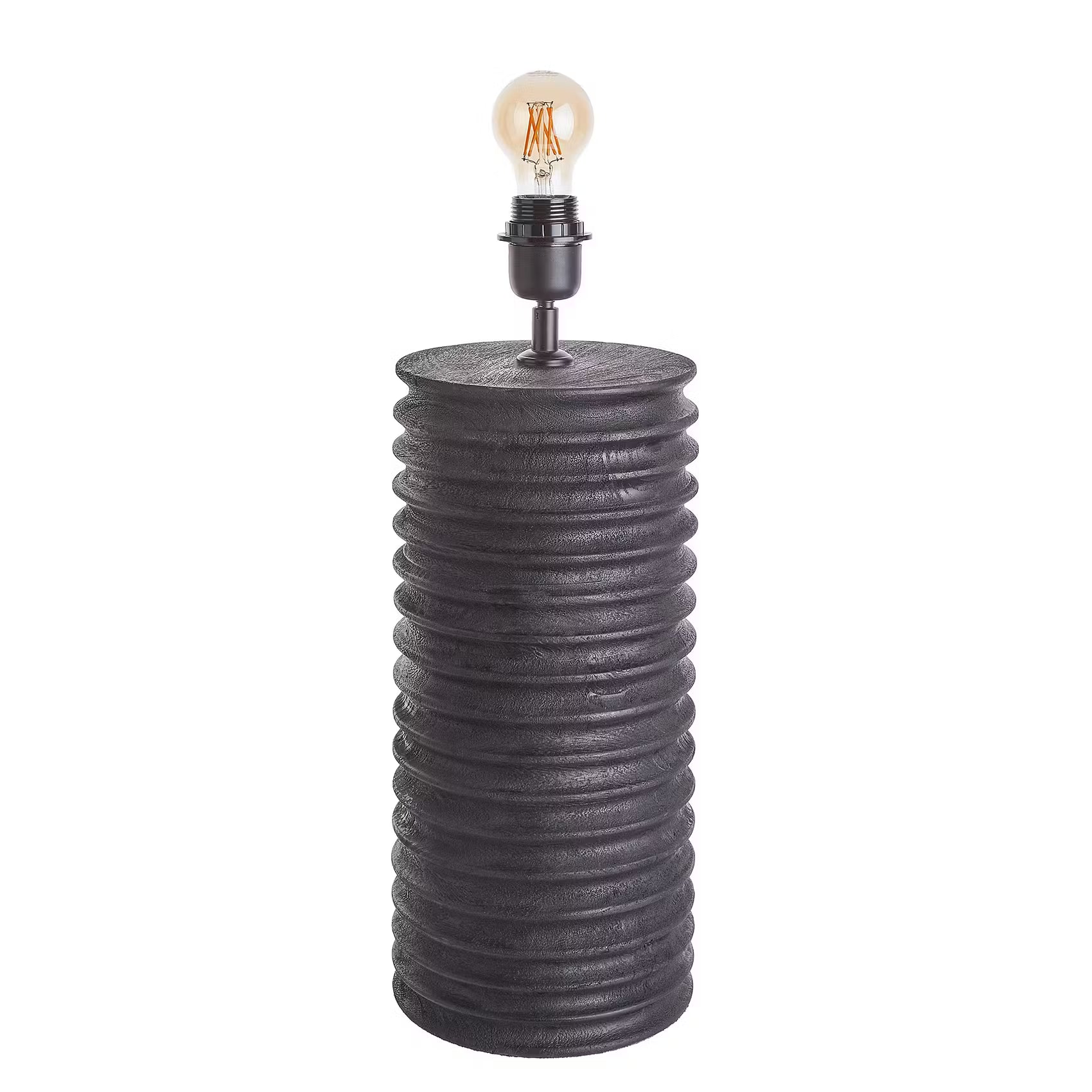 GROOVED Tischleuchte - Mangoholz/Polyester/Polyacryl/Eisen - Schwarz/Weiß -1-flammig