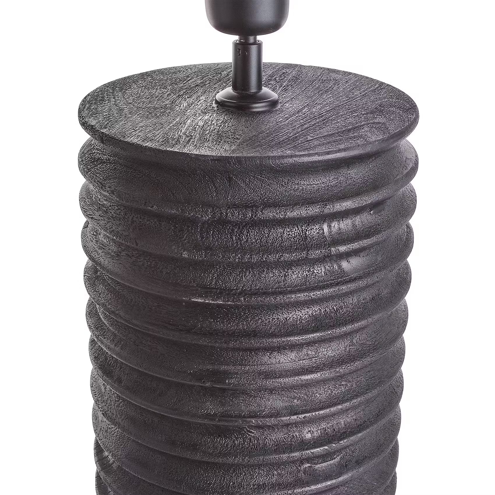 GROOVED Tischleuchte - Mangoholz/Polyester/Polyacryl/Eisen - Schwarz/Weiß -1-flammig