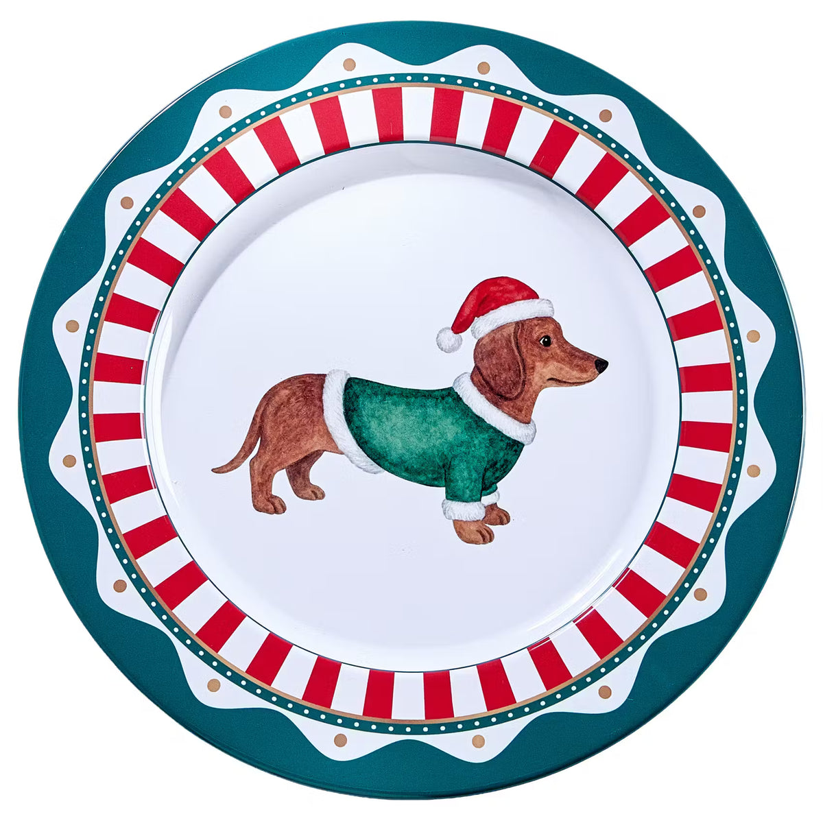 XMAS Metallteller Dackel 8er-Set - Zinn - Grün
