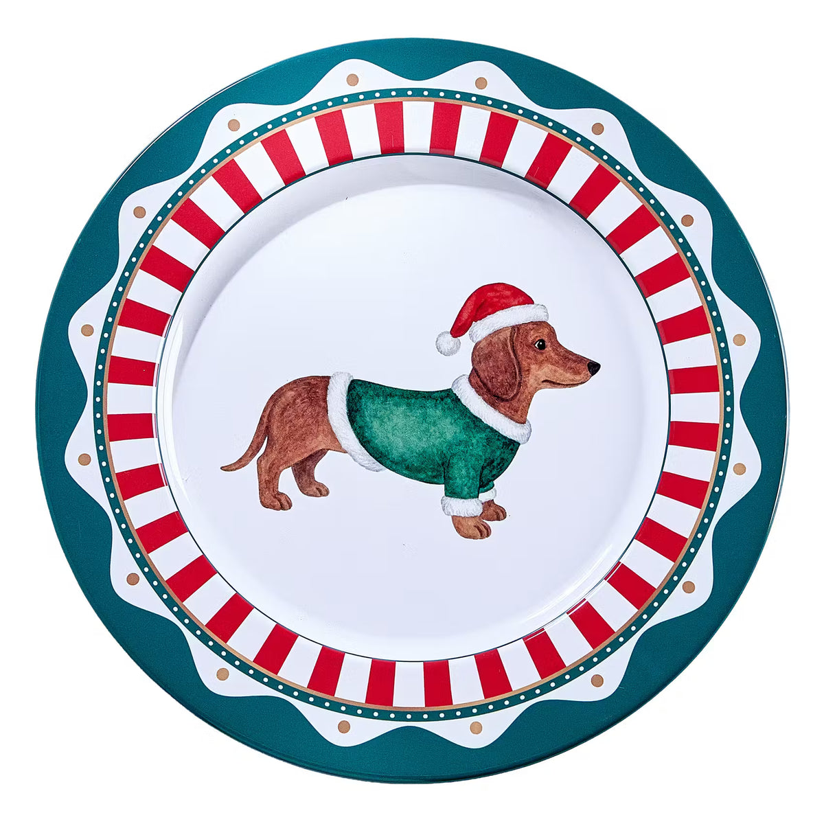 XMAS Metallteller Dackel 8er-Set - Zinn - Grün