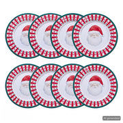 XMAS Metallteller Santa 8er-Set - Zinn - Grün/Rot/Gold