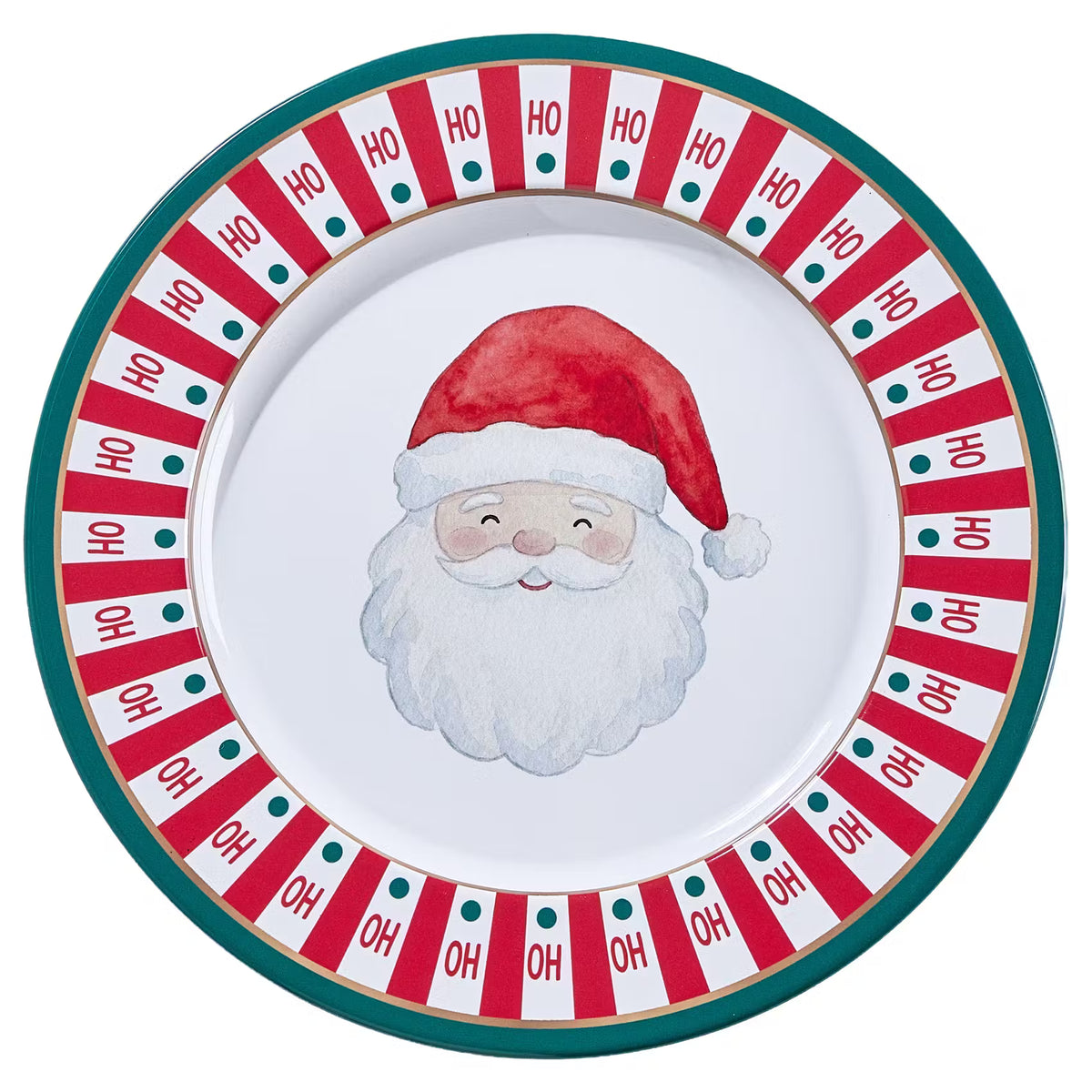 XMAS Metallteller Santa 8er-Set - Zinn - Grün/Rot/Gold