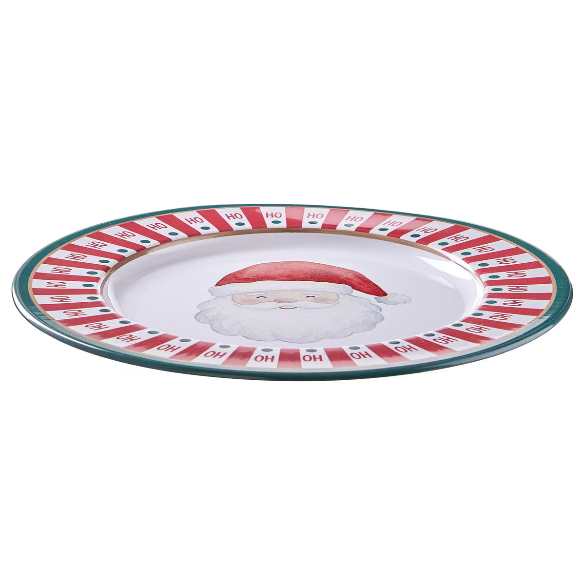 XMAS Metallteller Santa 8er-Set - Zinn - Grün/Rot/Gold