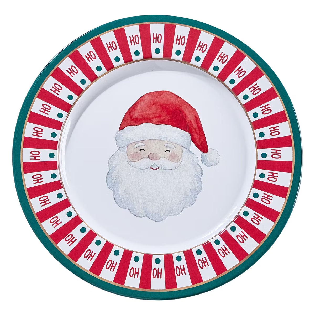 XMAS Metallteller Santa 8er-Set - Zinn - Grün/Rot/Gold