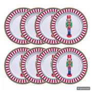 XMAS Metallteller Nussknacker 8er-Set - Zinn - Grün/Rot/Gold