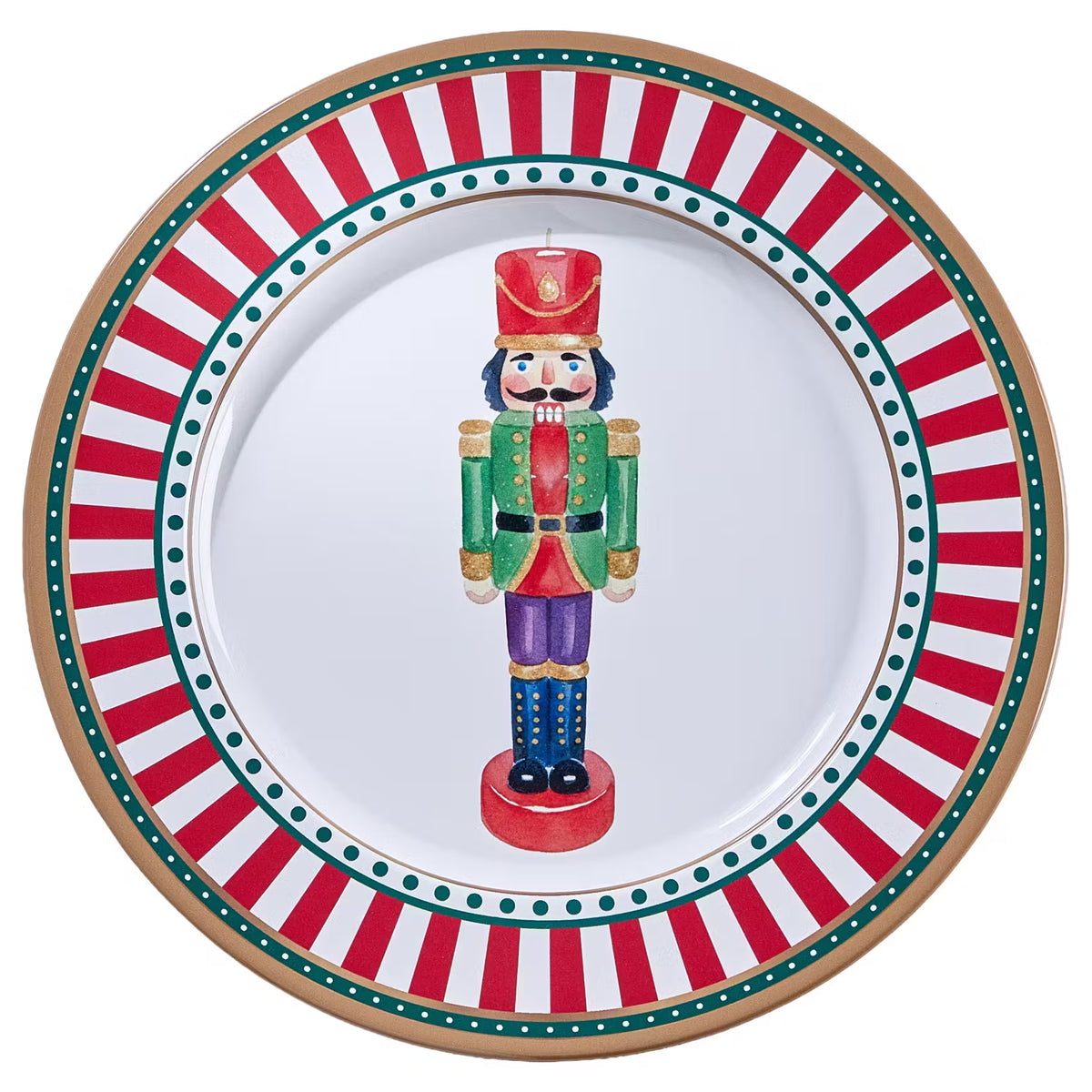 XMAS Metallteller Nussknacker 8er-Set - Zinn - Grün/Rot/Gold