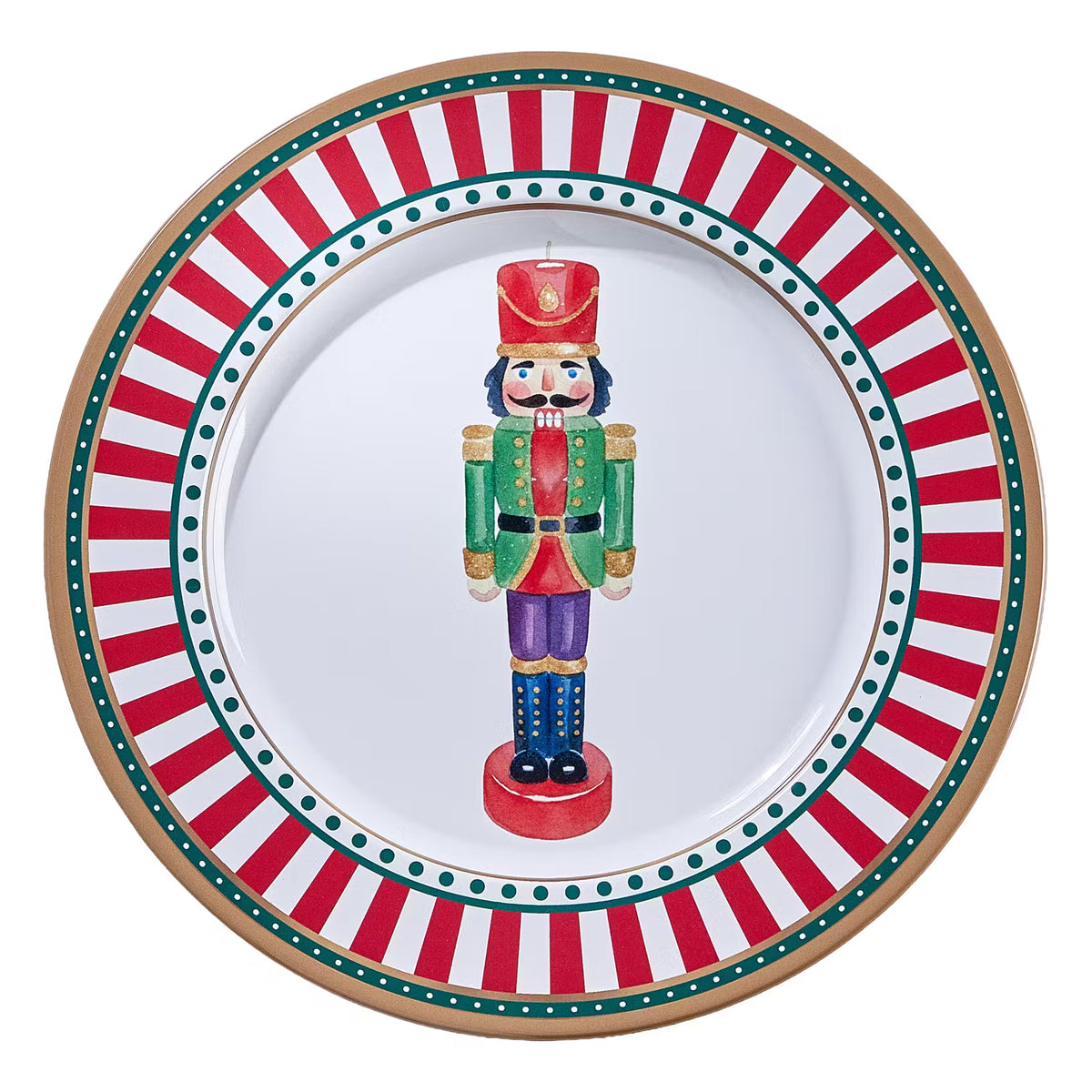 XMAS Metallteller Nussknacker 8er-Set - Zinn - Grün/Rot/Gold