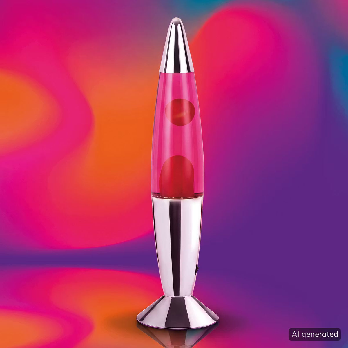 COMEBACK Lava-Leuchte - Klarglas/Aluminum/Wachs - Rot/Pink - Rot