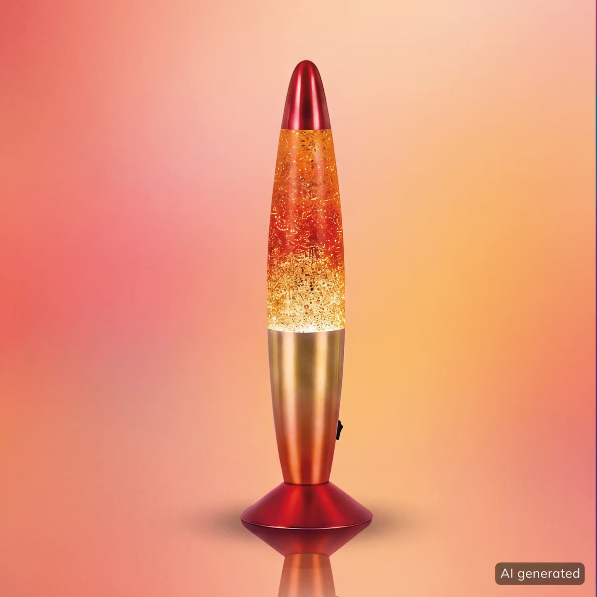 COMEBACK Glitter-Leuchte - Klarglas/Aluminium - Gold/Orange - Gold