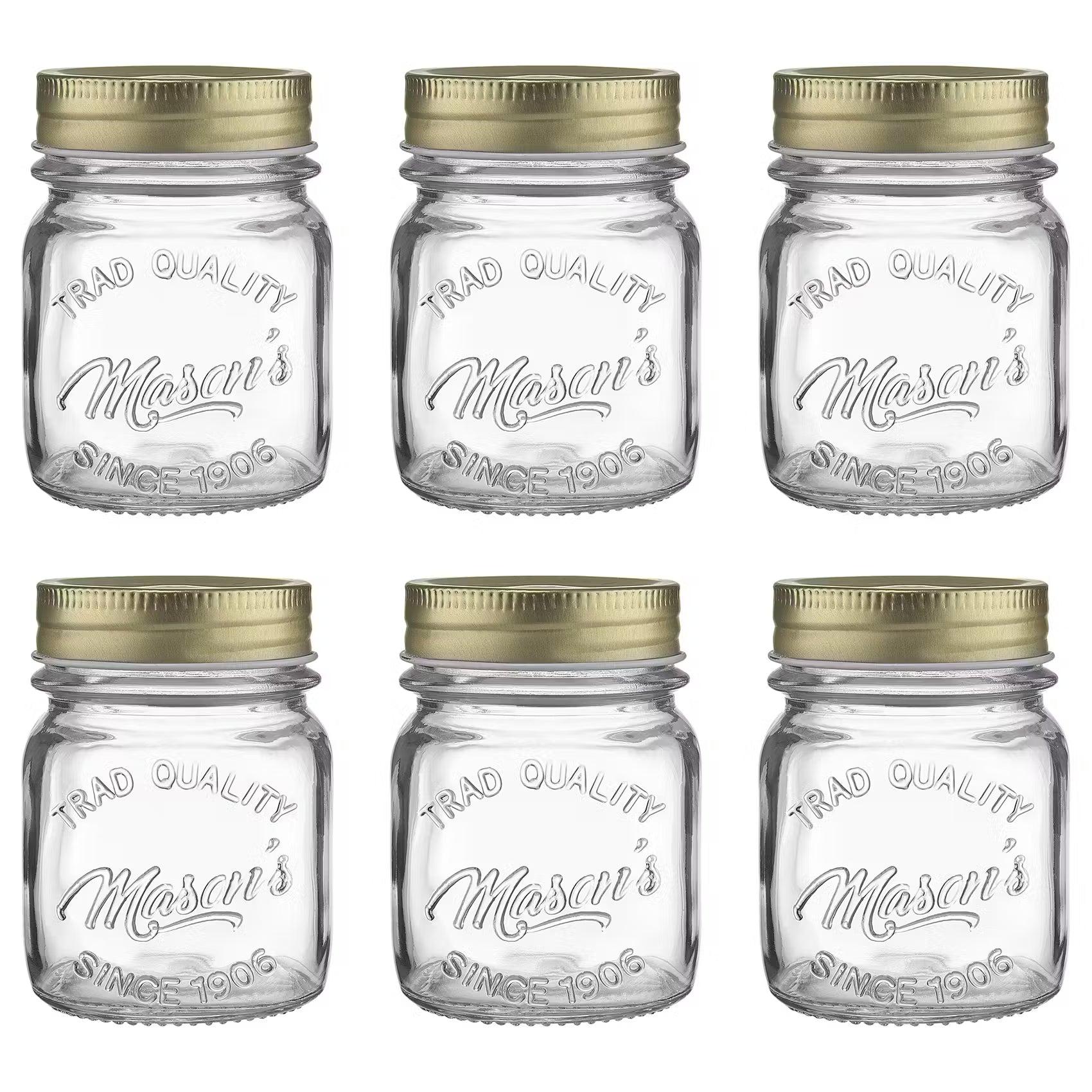 MASON'S Aufbewahrungsglas 6er-Set - Klarglas, Aluminium - Transparent - Fassungsvermögen: 0.15 L