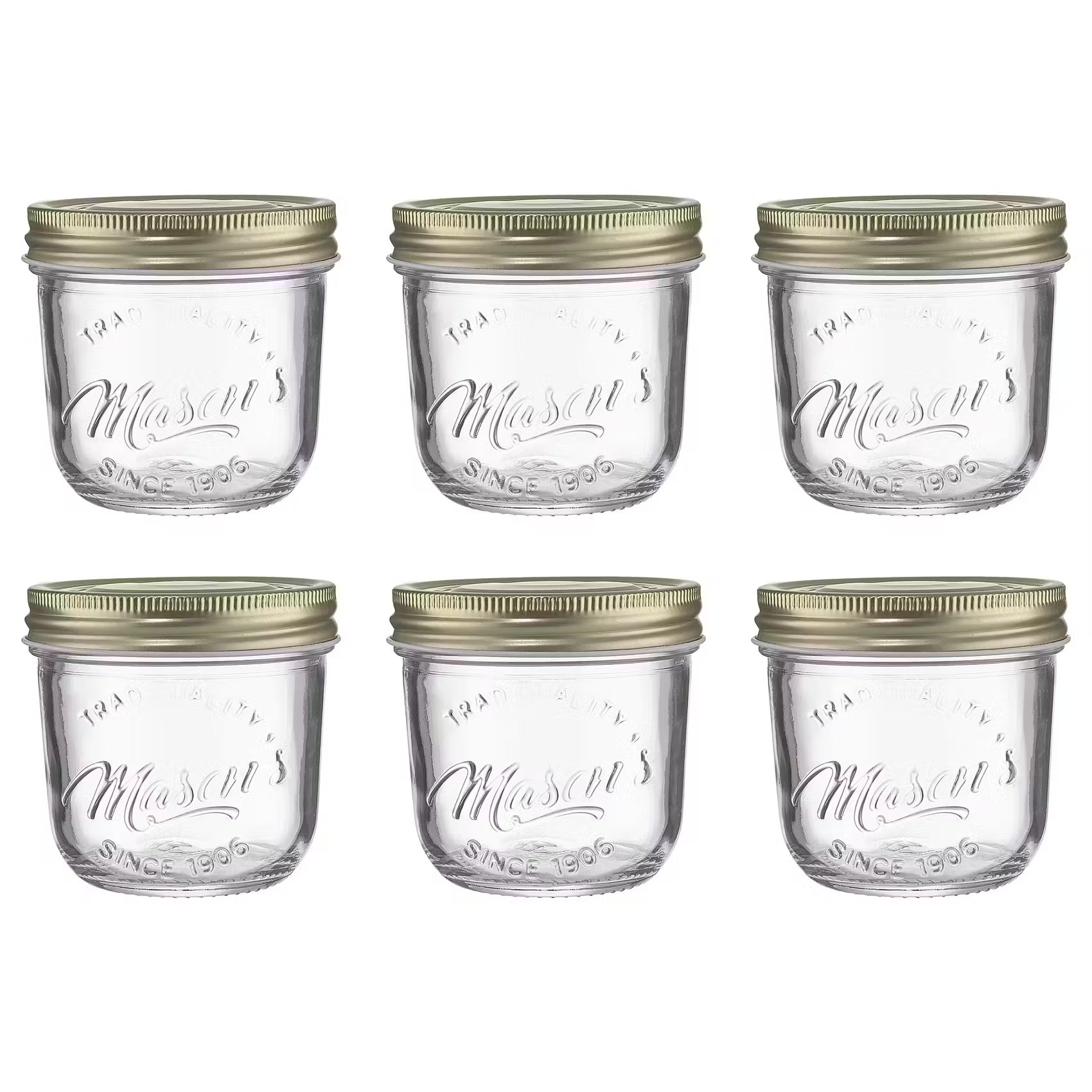 MASON'S Aufbewahrungsglas 6er-Set - Klarglas, Aluminium - Transparent - Fassungsvermögen: 0.22 L