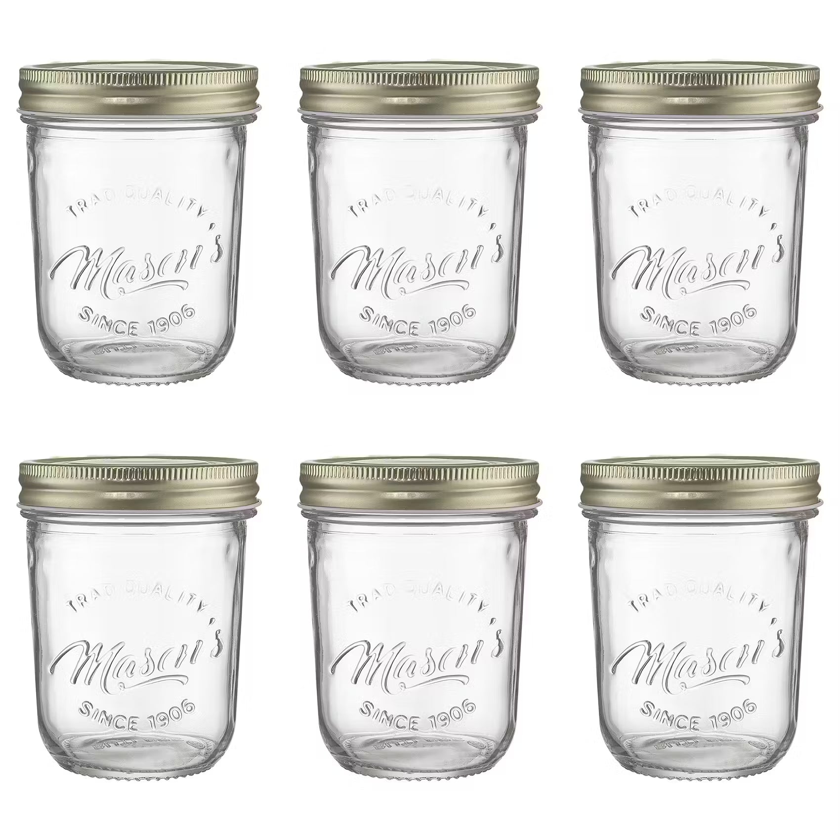 MASON'S Aufbewahrungsglas 6er-Set - Klarglas, Aluminium - Transparent - Fassungsvermögen: 0.32 L
