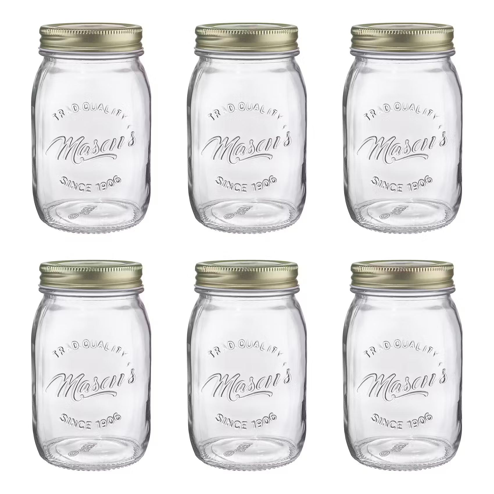 MASON'S Aufbewahrungsglas 6er-Set - Klarglas, Aluminium - Transparent - Fassungsvermögen: 0.55 L