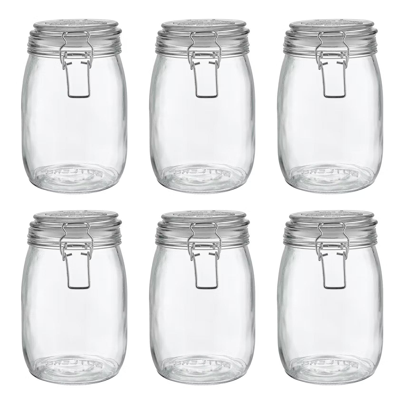 MASON'S Aufbewahrungsglas 6er-Set - Glas, Edelstahl - Transparent - Fassungsvermögen: 1 L