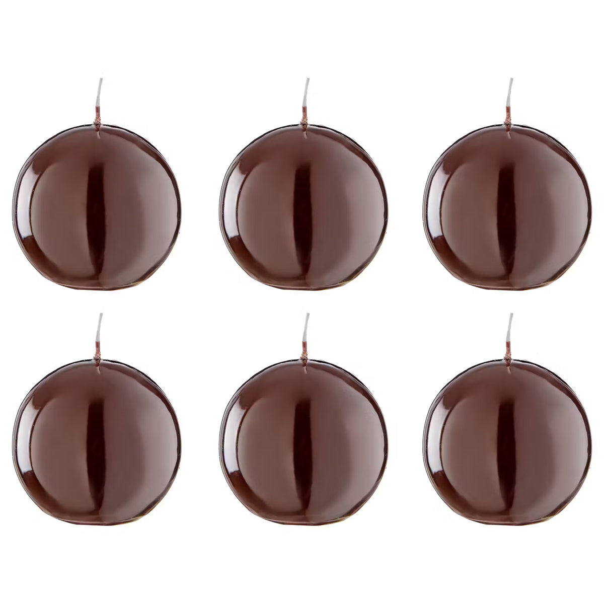 BUBBLES Kugelkerze glossy 6er-Set - Paraffin - Braun