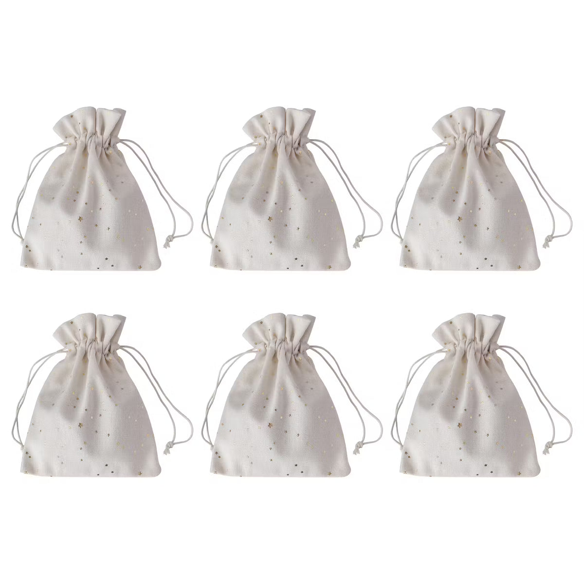 PACK-A-BAG Geschenke-Säckchen Sterne 6er-Set - Baumwolle - Creme