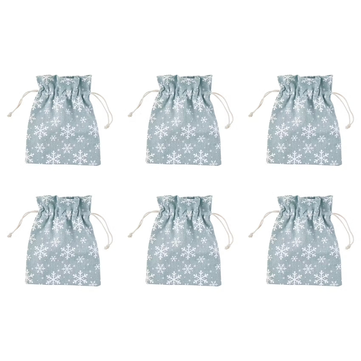 PACK-A-BAG Geschenke-Säckchen Flocke 6er-Set - Baumwolle - Blau