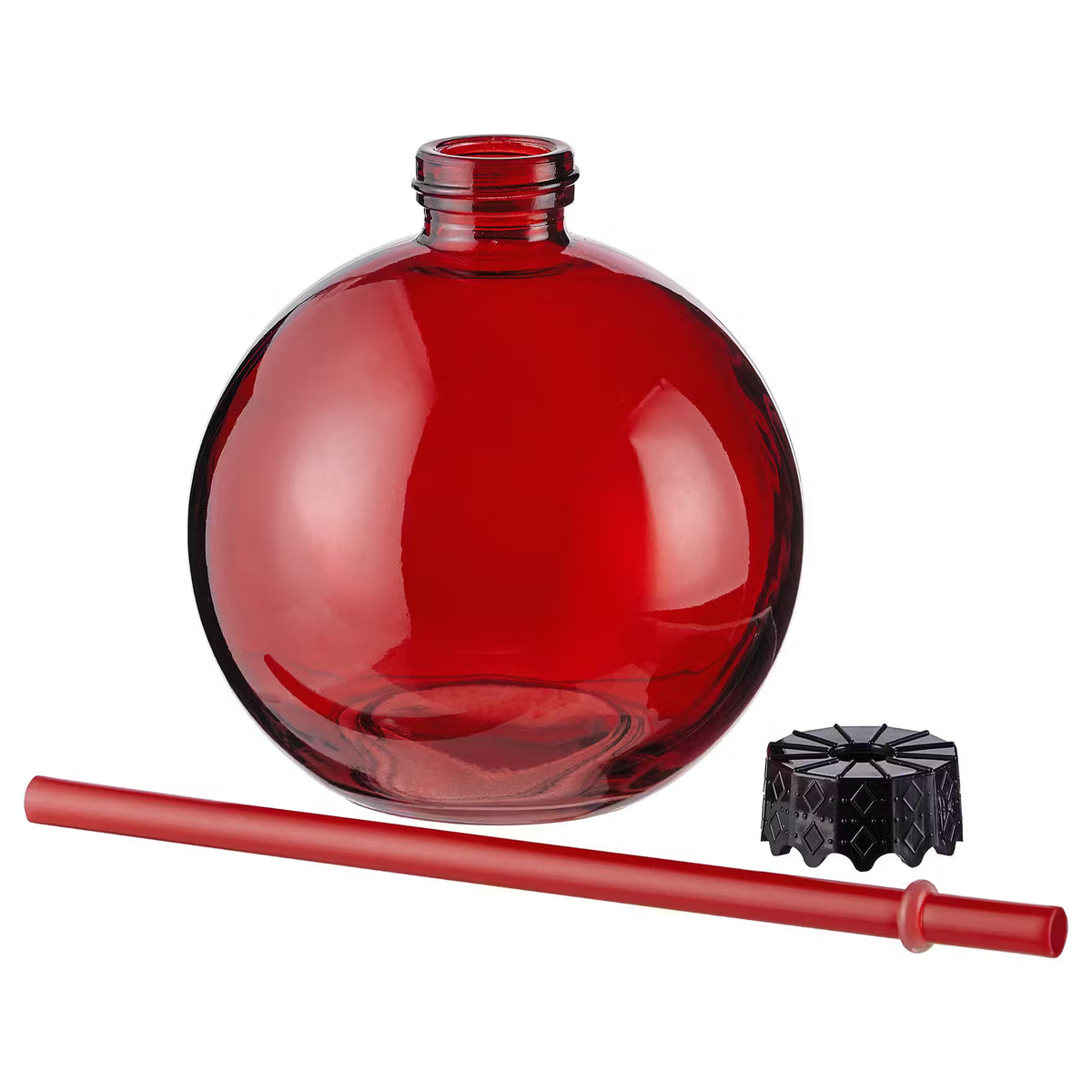 SANTA'S BUBBLE Glaskugel mit Trinkhalm 6er-Set - Glas / Polypropylen - Rot