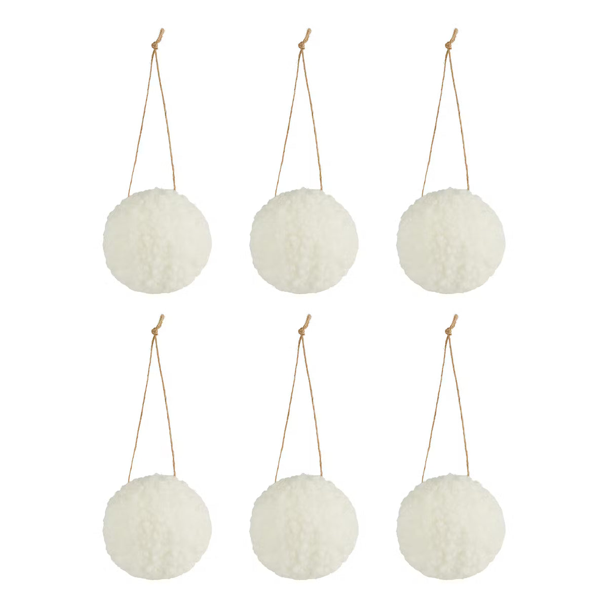 HANG ON Weihnachtskugel Plüsch 6er-Set - Filz  - Weiß